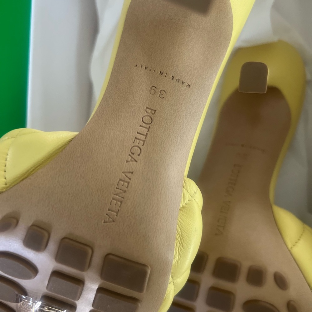 Bottega Veneta Lemon Yellow Padded Slide Sandals - Picture 3 of 11